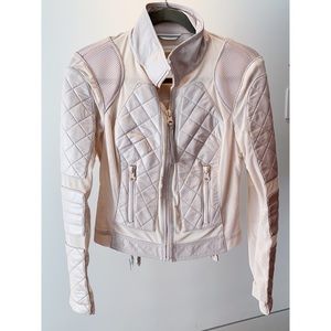 NWOT Blanc Noir Blush Leather & Mesh Moto Jacket